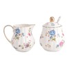 Ceramic Sugar and Creamer Set, 3 Piece Set with Cream