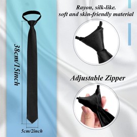 PLABBDPL Black Children's Tie with Zip - Ideal Equipment for Wedding, Graduation & Show - Adjustable & Uniform Pre-tie - Plain & Stylish for Little Boys - 1 Piece, black