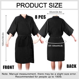 Toulite - 8 batas de salón para clientes, bata de peluquería negra, estilo kimono para peluquería