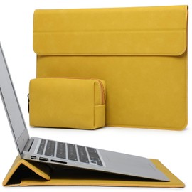 HYZUO 13.3-14 Inch Laptop Sleeve Case with Stand Feature for MacBook Pro 14 M4/M3/M2/M1 Pro/Max 2025-2021, MacBook Pro/Air 13.3, 13.5-13.8 Surface Laptop, HP Spectre X360 13/14, Olive Yellow