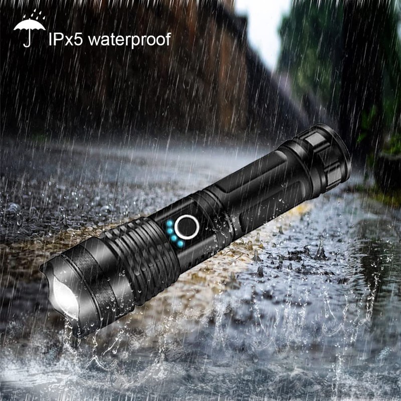 Roklite Rechargeable Handheld Flashlight - Super Bright - Zoomable -
