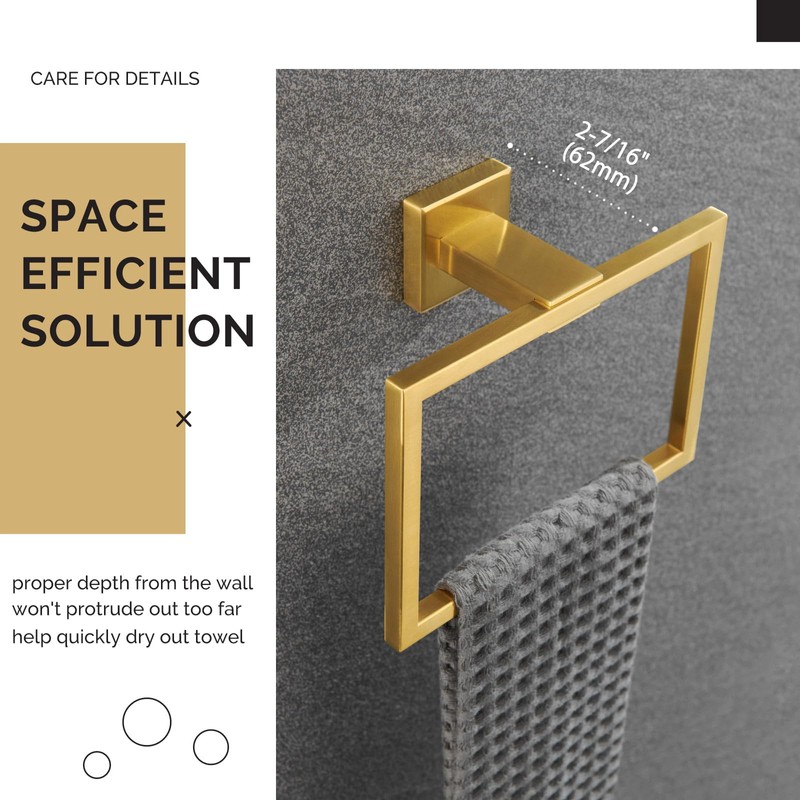 Angle Simple Hand Towel Holder Brassy Gold, SUS 304 Stainless