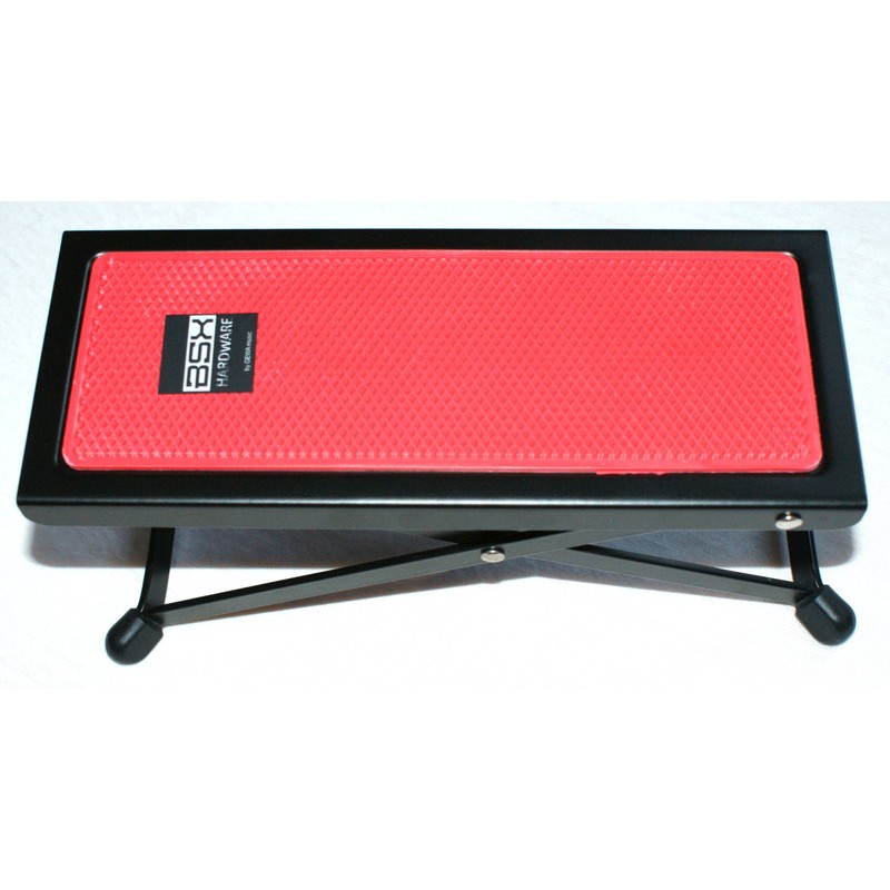 BASIX Guitar Footstool Metal with Non-Slip Plastic Pad in Red
