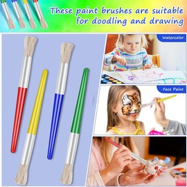 Garegce 10Pcs Paint Brushes for Kids, Round and Flat Art Brushes for Children and Beginners, Soft Hog Bristles with Plastic Handles, Ideal for Washable Watercolor Tempera Acrylic Paint and Crafts