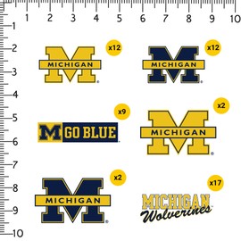 University of Michigan Secondary Logo 50ct Vinyl Large Deluxe Stickers Variety Pack - Laptop, Water Bottle, Scrapbooking, Tablet, Skateboard, Indoor/Outdoor