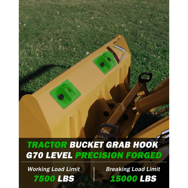 MOLAVIEE 2 Pack 3/8" Tractor Bucket Grab Hooks, Grade 70
