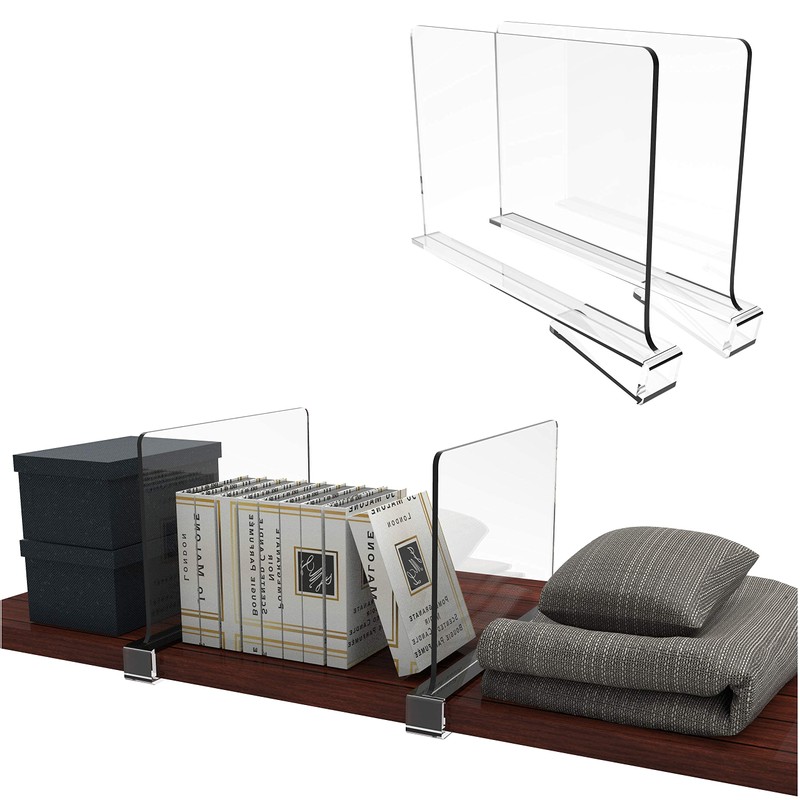 Clear Acrylic Shelf Dividers for Closet Organization - 2 Pack