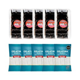 Gelatina Blanca Riovalle 100gr y Gelatina Negra La Gustosa 340gr (10 Pack) Gelatina con colageno, gelatina negra, gelatina de pata de vaca blanca colombiana,gelatina de pata negra colombiana