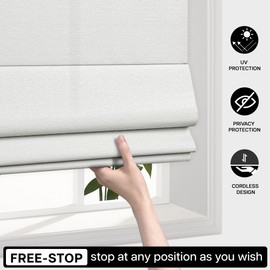 LazBlinds Cordless Roman Shades for Windows, Light Filtering Thermal Insulated Window Blinds, Lightweight Fabric Blinds for Indoor Windows, 29" W x 60" H, Ivory