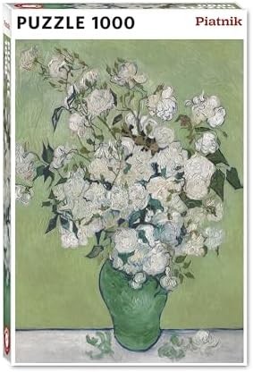 Piatnik Jarrón Van Gogh 559846 con Rosas Blancas puzle de 1000 Piezas, tamaño 68 x 48 cm, Multicolor