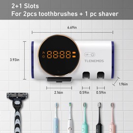 UV Toothbrush San itizer Holder, Manual Razor/Electric Toothbrush Holder, Wall Toothbrush Holder for Bathroom with Cover, Toothbrush Organizer, Toothbrush Cleaner San itizer UV Holder, No Drilling