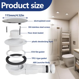 NHQZ 1 Pcs Duschabfluss Abdeckung, 115 Mm Duschablauf Deckel, Chrom Dusche Deckel Für Dusche Und Badewanne, Geruchsverschluss Dusche, Duschablauf Abdeckung,Dusche Abfluss Abdeckung