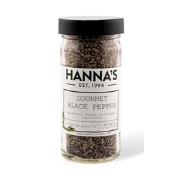Hanna's Pepper Black Gourmet Style, Premium Quality Peppercorns, 4 fl oz Glass Jar