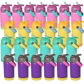 CHLJAR 12oz Kids Insulated Water Bottle, 25Pack Leak-proof Toddler Tumbler With Straws Lids, Colorful Kids Water Bottles for School Boys Girls, Cute Sport Bottle for Kids,Individually Box