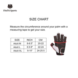 FitsT4 Sports Kayak Gloves 3/4 Finger Padded Palm Mesh Back for Comfort Perfect for Sailing, Paddling, Canoeing, Kayaking, SUP Stand Up Paddling, Red, XXL