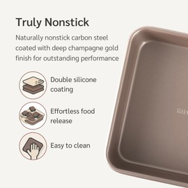 HAPPIELS 9-inch Square Pan | 9x9 Baking Pan | Brownie Pan | Baking Pan for Oven