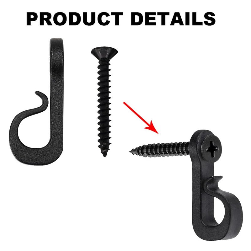 20 Pcs Black Hanging Hooks Q Hooks with Screws for