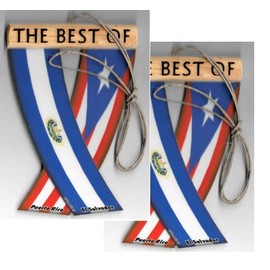 PUERTO RICO AND EL SALVADOR SALVARICAN BORICUA SALVADORIAN CARIBBEAN SOUTH AMERICAN REARVIEW MIRROR MINI BANNER HANGING FLAGS FOR THE CAR UNITY FLAGZ™ TWO SETS