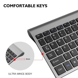 cimetech Wireless Keyboard and Mouse Combo, Compact Silent Ergonomic Scissor Switch Keyboard and Optical Mouse Set, 2.4G Lag-Free Cordless Keyboard Mice for Computer, Mac, Laptop, PC, Windows - Grey