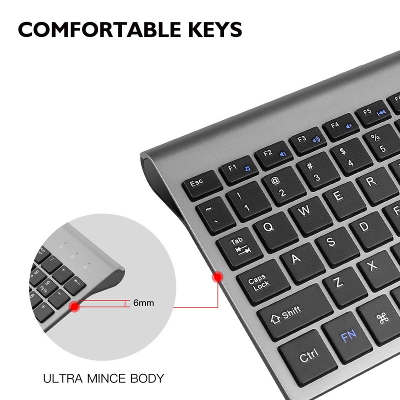 cimetech Wireless Keyboard and Mouse Combo, Compact Silent Ergonomic Scissor