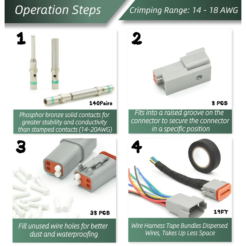 ALFOCI 482 PCS DT Deustch Connector Kit, 2 3 4