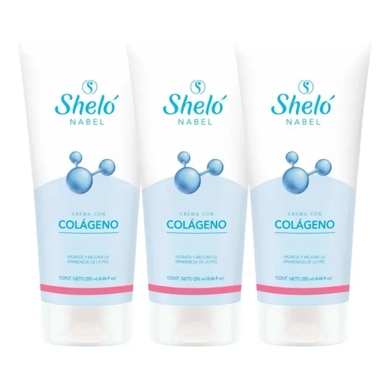 3 Pzas Crema Colágeno Piel Luminosa Elasticidad Sheló Nabel Tipo