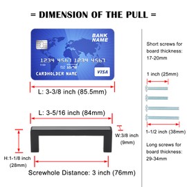 ASKANO 3 Inch Hole Centers, Brushed Nickel Square Bar Kitchen Cabinet Pull Handle ZP2401 | Pack of 10, Solid Hardware for Drawer, Dresser, Bathroom, Vanity, Furniture Door, Cupboard, Bedroom, 3"