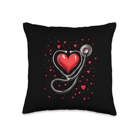 Medical Heart Stethoscope Throw Pillow