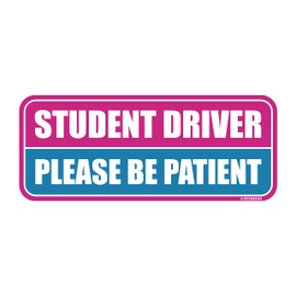 GEEKBEAR Student Driver Car Magnet (Pink/Blue) - New Driver Magnet for Car - Please Be Patient Rookie Novice Driver Bumper Magnet - Reflective Student Safety Warning Sticker Sign (1 Pack)