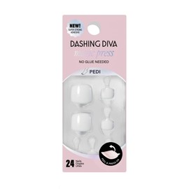 Dashing Diva Magic Press Pedicure Set - Blank Slate - Press On Nails - Long Lasting Gel - Lasts Up to 10 Days - Summer Gel Set - 4-Piece Pedicure Kit with 24 Nails