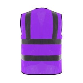 LOVPOSNTY High Visibility Safety Vest ANSI Class 2 Reflective Work Vest with 7 Pockets Construction Vest for Men(Purple,XL)