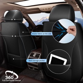 JIAMAOXIN Front Seat Covers Set Fit for Hyundai Santa Cruz 2022-2025 Breathable and Waterproof Car Seat Covers 2 Front Leather Seat Covers（Black&Grey）