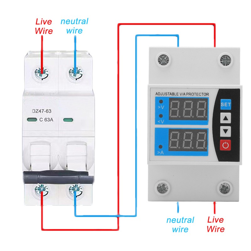 Over Under Voltage Protective Device Digital Display Protector Auto Reset