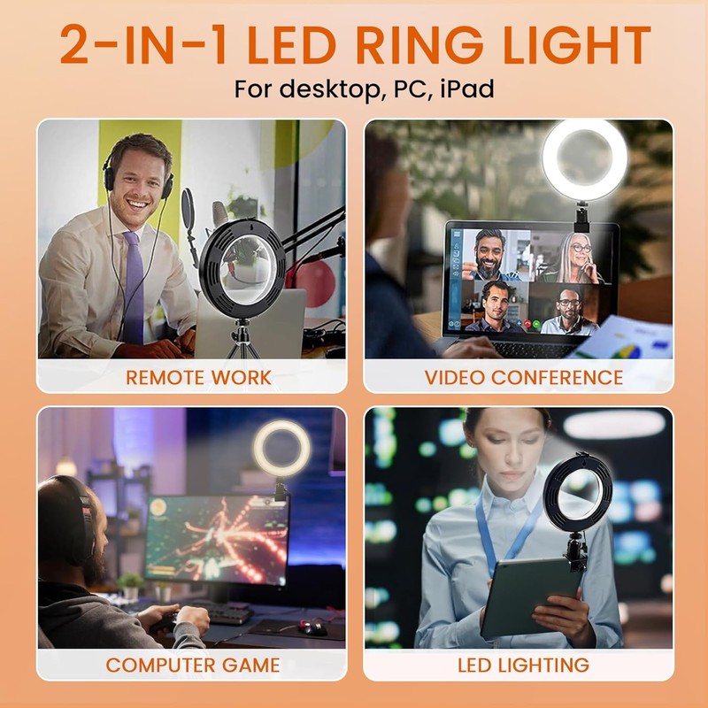 MACTREM 2 in 1 LED 6" Ring Light with Tripod