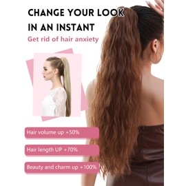 NEAWEALY Wig, Ponytail, Extension, Curly Hair, Clip-on Wig, Long Ponytail Ring, Hair Extension, Point Wig, Hula Wig, Extension, 24.8 inches (63 cm), 7