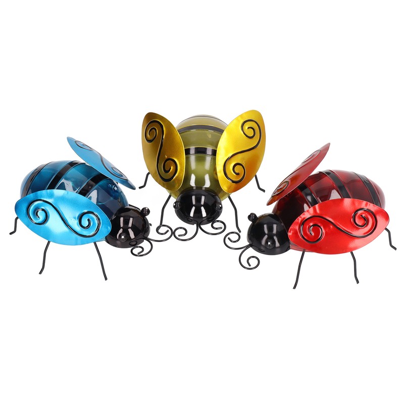 3pcs Solar Bee Lights Cute Innovative Iron Art Solar Powered
