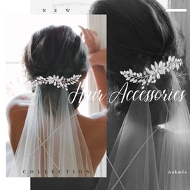 Foyte Crystal Wedding Hair Comb Rhinestone Hair Piece Silver Flower Bride Headpieces Leaf Bridesmaid Side Hair Combs for Women