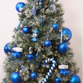 Christmas Concepts® Pack of 10-60mm (2.4") Christmas Tree Baubles - Shiny, Matte & Glitter Decorated Baubles (Royal Blue)