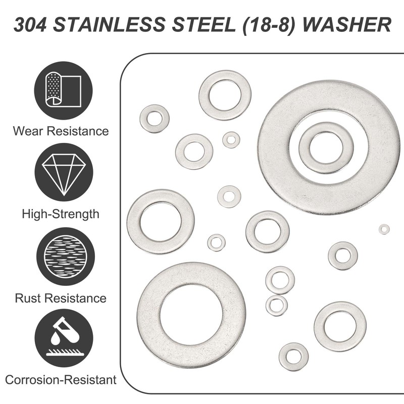PATIKIL 1" ID x 2" OD Stainless Steel Flat Washers,