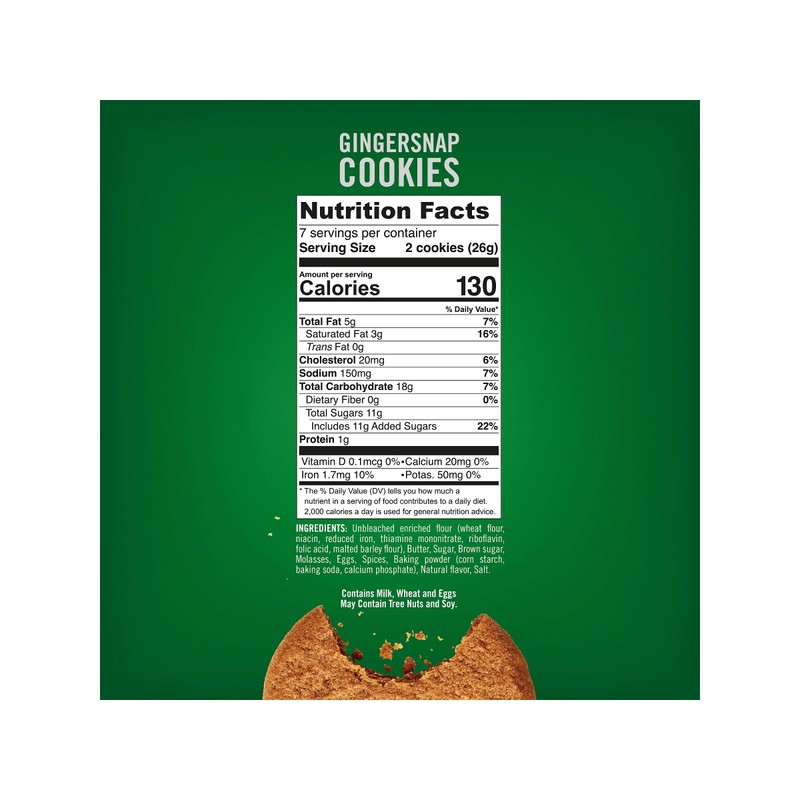 Tate's Bake Shop Gingersnap Cookies, Holiday Cookies, 6.5 oz