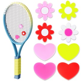 InnoHHustle 8pcs Tennis Vibration Dampener, Tennis Racket Shock Absorbers, Flower and Heart-Shaped Silicone Dampener Tool for Tennis Racquet String Dampener Cute Tennis Supplies（Mixed Colors）