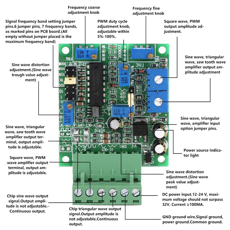 SG-8038 DDS Signal Generator Sine Triangle Square Wave Board Module