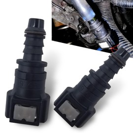 Arwrilt 2 PCS Fuel Line Hose Quick Release Connect, 9.49mm 3/8" to ID 8mm 5/16" Male&Female Elbow Push-On Connector, Universal Car Fuel Line Connector Replacement Accessaries (Black & Elbow)