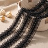 5 Yard Black Organza Lace Trim 1.57 Inch Pearl Beaded