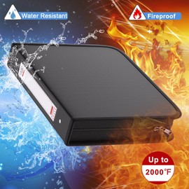 ZOOPIP Fireproof 3 Ring Binder with Zipper, 2 Inch D Rings Hold up 450 Sheets of 8.5" x 11" (A4), Compatible with Clear Page Protectors, Built-in net and Pen Holder (1 Pcs, Black, 2")