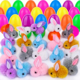 REGTEB 36 Pack Easter Egg Fillers with Bunny Plush Easter Eggs with Toys Inside, Mini Stuffed Animals Easter Eggs Hunts Party Favors Easter Basket Stuffers for Kids Toddler Teens Boys Girls