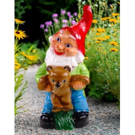 Kremers Schatzkiste Garden Gnome with Teddy Weatherproof PVC 36 x 18 cm - UV Protection - Made in Germany - Double Varnished - Shatterproof - Warm Garden Decoration for Patio and Lawn