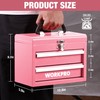 WORKPRO Portable Mini Tool Box, 2 Drawers Metal Tool Chest