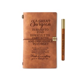 InnoBeta Surgeon Gifts, Journal Pen Set for Surgeons on Birthday, Christmas, Unique Notebook, Sketchbook, Travel Diary, Lined Planner, 7.8x5 Inches, Brown