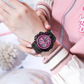 Women's Digital Watch Sport Waterproof Watches Analogue Wrist Watch Military Outdoor Wristwatch with Led Luminous Stopwatch Alarm Dual Time Watch for Ladies Girls